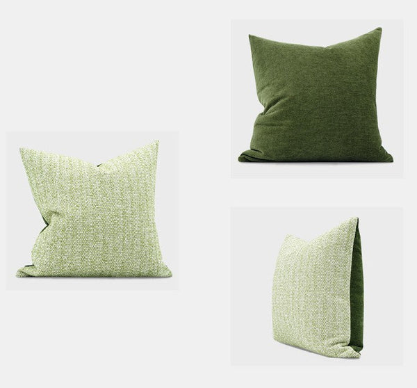 Green White Modern Sofa Pillows, Large Square Modern Throw Pillows for Couch, Simple Throw Pillow for Interior Design, Large Decorative Throw Pillows-Paintingforhome