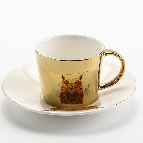 Ceramic Coffee Cup, Large Coffee Cups, Coffee Cup and Saucer Set, Golden Coffee Cup, Silver Coffee Mug, Tea Cup-Paintingforhome