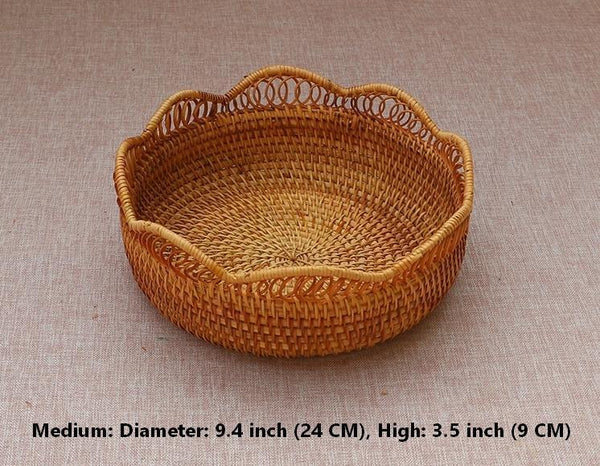 Round Storage Basket, Rattan Storage Basket for Shelves, Kitchen Storage Baskets, Woven Storage Baskets for Dining Room-Paintingforhome