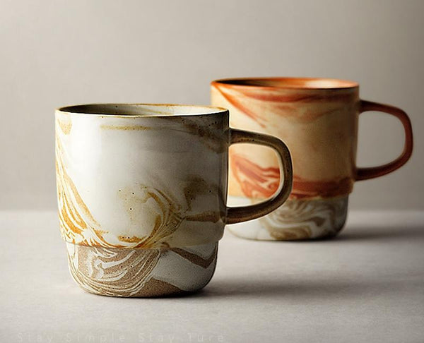 Large Handmade Pottery Coffee Cup, Large Tea Cup, Ceramic Coffee Mug, Large Capacity Coffee Cup-Paintingforhome