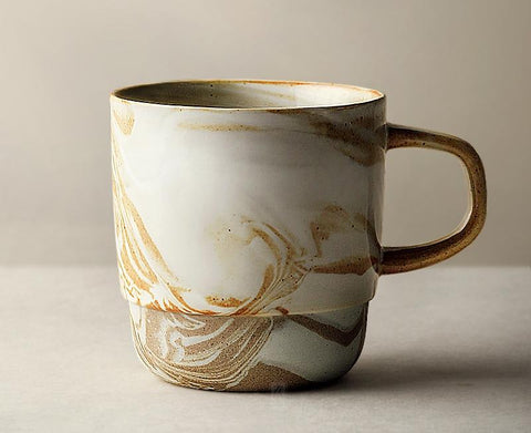 Large Handmade Pottery Coffee Cup, Large Tea Cup, Ceramic Coffee Mug, Large Capacity Coffee Cup-Paintingforhome