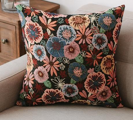 Chenille Ebony Pillow Cover, Decorative Geometric Throw Pillow