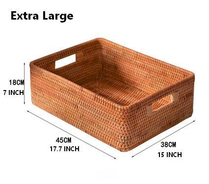 Rattan Storage Baskets for Kitchen, Rectangular Storage Baskets for Pantry, Storage Baskets for Shelves, Woven Storage Baskets for Bathroom-Paintingforhome