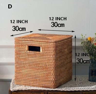 Extra Large Rattan Storage Baskets for Clothes, Rectangular Storage Basket with Lid, Kitchen Storage Baskets, Oversized Storage Baskets for Bedroom-Paintingforhome