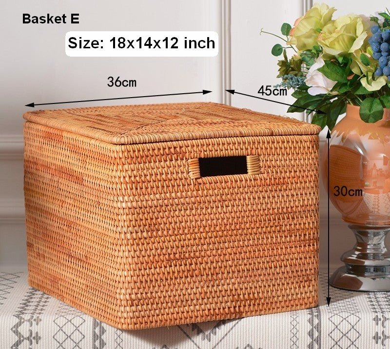 1pc 3 Grid Handwoven Straw Storage Basket, Rattan Divider Storage Box,  Sundries Organizer Baskets With Lid Jewelry Storag Case, Home Decor,  Christmas
