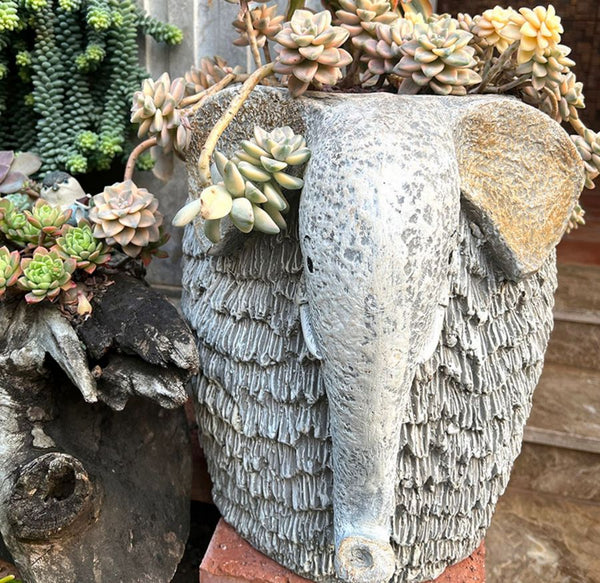 Modern Animal Statue for Garden Ornaments, Large Elephant Flowerpot, Resin Statue for Garden, Villa Outdoor Decor Gardening Ideas-Paintingforhome