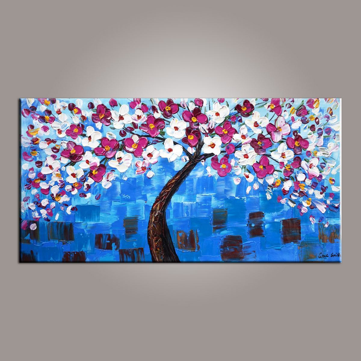 Flower Tree Painting, Abstract Art Painting, Painting on Sale, Canvas Wall Art, Dining Room Wall Art, Canvas Art, Modern Art, Contemporary Art-Paintingforhome