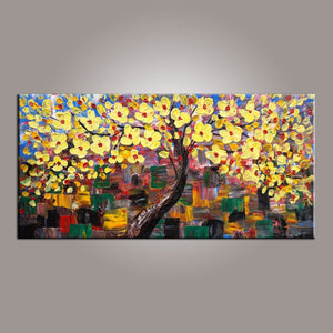 Flower Tree Painting, Canvas Wall Art, Abstract Art Painting, Painting on Sale, Dining Room Wall Art, Canvas Art, Modern Art, Contemporary Art-Art Painting Canvas