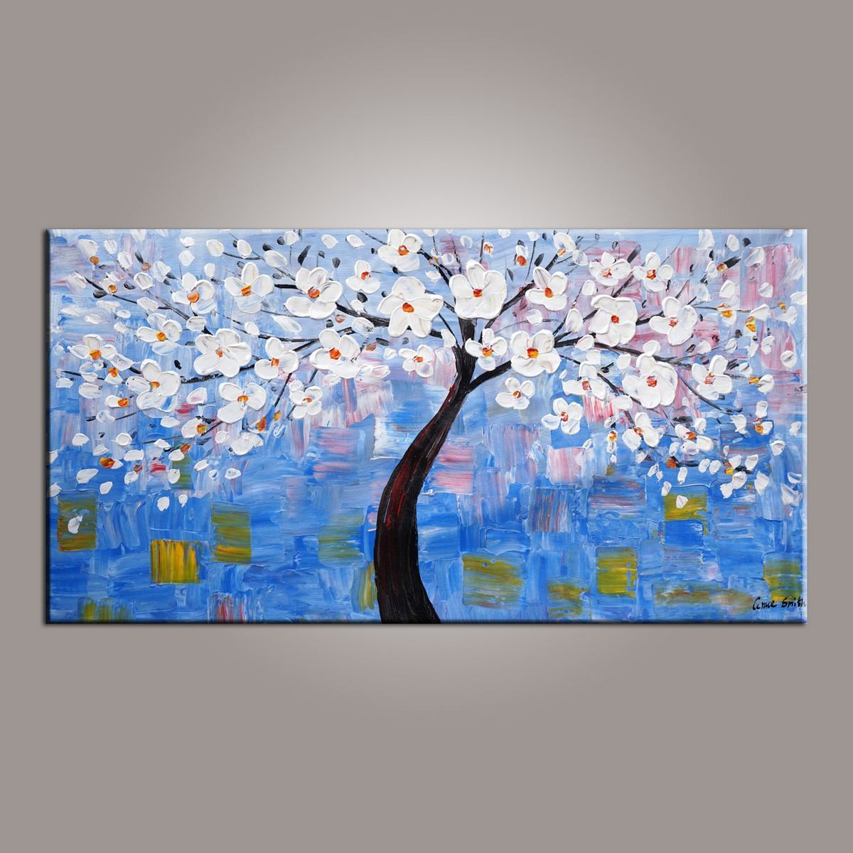 Abstract Canvas Art, Flower Tree Painting, Tree of Life Painting, Painting on Sale, Contemporary Art-Paintingforhome