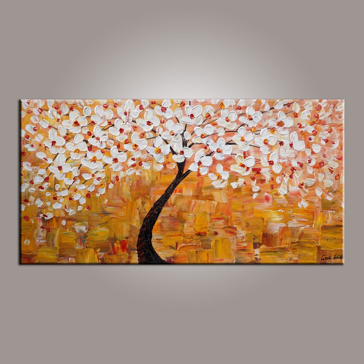 Art on Sale, Flower Tree Painting, Abstract Art Painting, Art on Canvas, Tree of Life Art, Contemporary Art-Paintingforhome