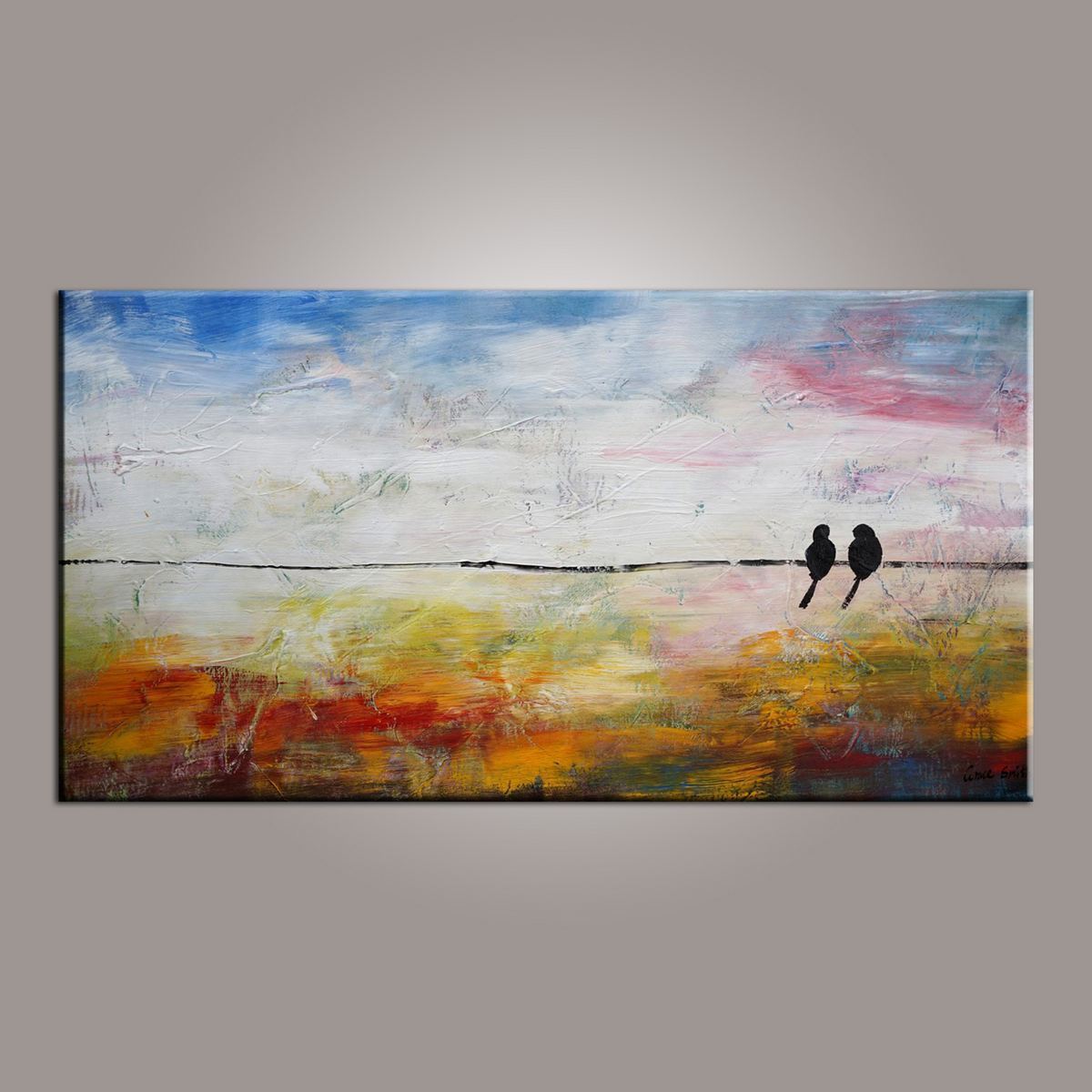 Love Birds Painting, Painting for Sale, Modern Art, Abstract Art, Contemporary Art, Abstract Art, Living Room Wall Art, Canvas Art-Paintingforhome