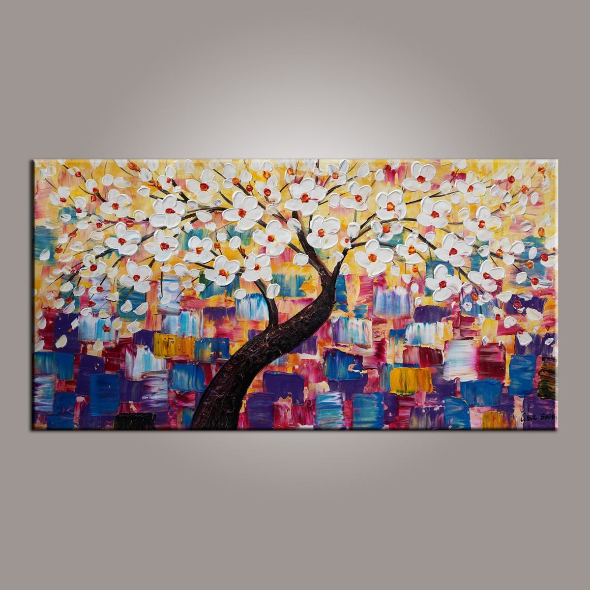 Painting on Sale, Canvas Art, Flower Tree Painting, Abstract Art Painting, Living Room Wall Art, Art on Canvas, Modern Art, Contemporary Art-Paintingforhome