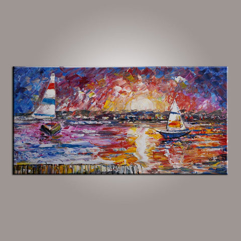 Wall Art Painting, Contemporary Art, Boat Painting, Abstract Art, Living Room Wall Art, Canvas Art, Art for Sale-Paintingforhome