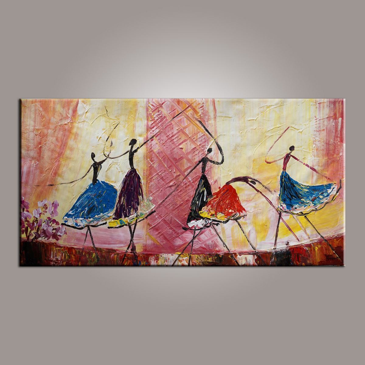 Ballet Dancer Art, Canvas Painting, Abstract Painting, Large Art, Abstract Art, Hand Painted Art, Bedroom Wall Art-Paintingforhome