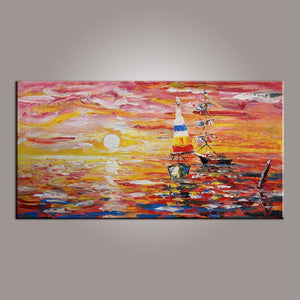 Contemporary Art, Boat Painting, Modern Art, Art Painting, Abstract Art, Living Room Wall Art, Canvas Art, Art for Sale-Paintingforhome