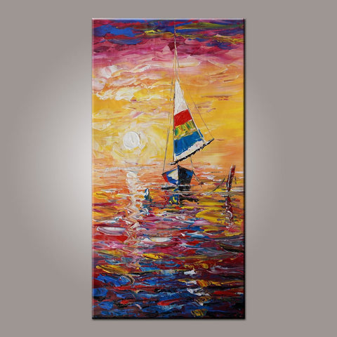 Wall Art, Art Painting, Contemporary Art, Boat Painting, Abstract Art, Abstract Art Painting, Living Room Wall Art, Canvas Art-Paintingforhome