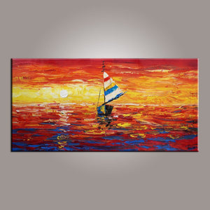 Contemporary Art, Art on Canvas, Boat Painting, Modern Art, Art Painting, Abstract Art, Dining Room Wall Art, Canvas Art, Art for Sale-Art Painting Canvas