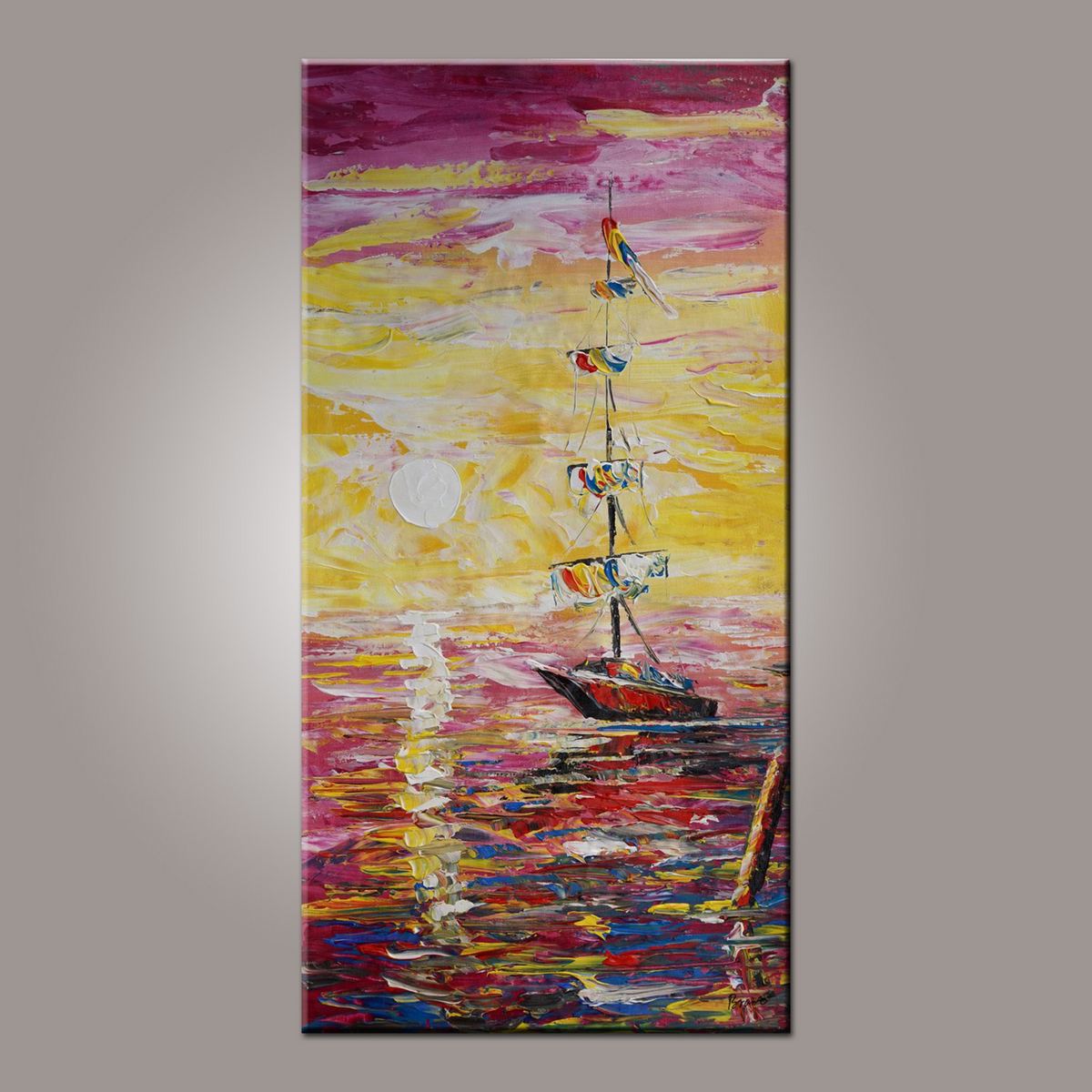 Wall Art, Boat Painting, Contemporary Art, Art on Canvas, Art Painting, Abstract Art, Living Room Wall Art, Canvas Art, Art for Sale-Paintingforhome