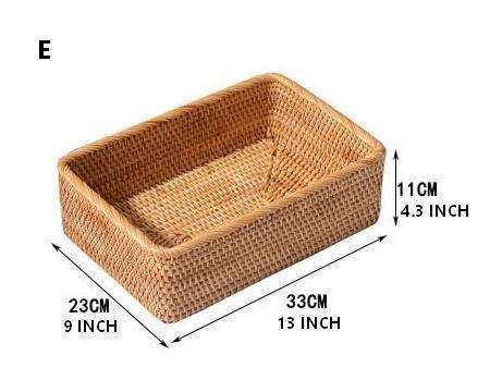 Woven Rectangular Basket for Shelves, Rattan Storage Basket, Storage Baskets for Bathroom, Woven Baskets for Living Room-Paintingforhome