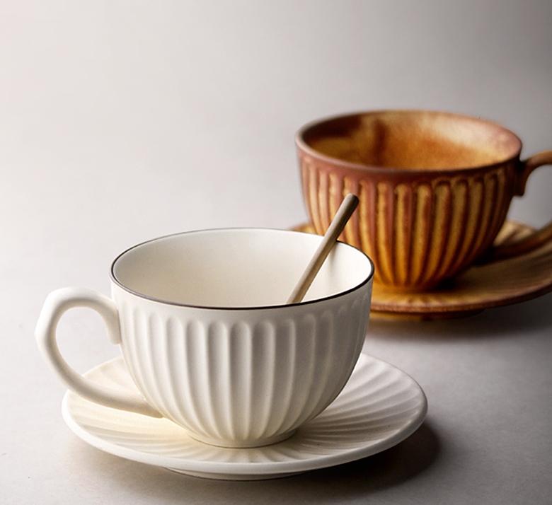 White Pottery Coffee Cups, Cappuccino Coffee Mug, Latte Coffee Cup
