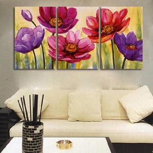 Flower Art, Floral Painting, Canvas Painting, Original Art, Large Painting, Abstract Oil Painting, Living Room Art, Modern Art, 3 Piece Wall Art, Abstract Painting-Paintingforhome