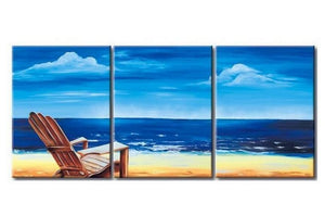 Mediterranean Sea, Seashore Painting, Landscape Painting, Large Painting, Living Room Wall Art, Modern Art, 3 Piece Wall Art, Abstract Painting, Wall Hanging-Paintingforhome