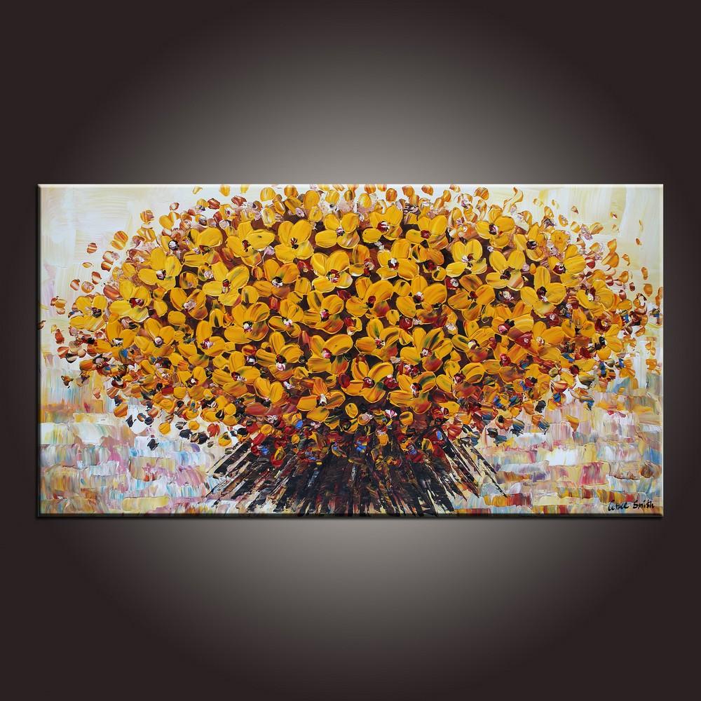 Contemporary Art, Flower Painting, Modern Art, Art on Canvas, Abstract Art Painting, Canvas Wall Art, Dining Room Wall Art, Canvas Art-Paintingforhome