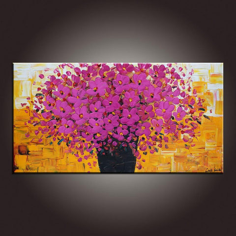 Contemporary Wall Art, Flower Painting, Modern Art, Art on Canvas, Abstract Art Painting, Canvas Painting, Dining Room Wall Art, Canvas Art-Paintingforhome