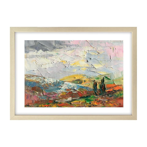 Abstract Art Painting, Heavy Texture Oil Painting, Autumn Cypress Tree Painting, Original Small Painting, 11X15 inch-Paintingforhome