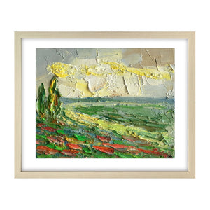 Cypress Tree Painting, Abstract Landscape Art Painting, Heavy Texture Oil Painting, Small Oil Painting, Original Artwork-Paintingforhome