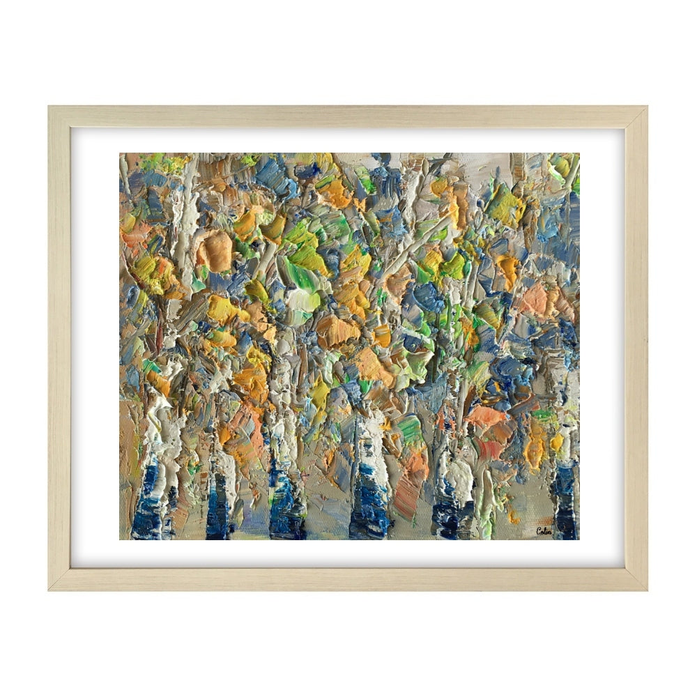 Heavy Texture Oil Painting, Autumn Tree Painting, Small Oil Painting, Abstract Painting-Paintingforhome