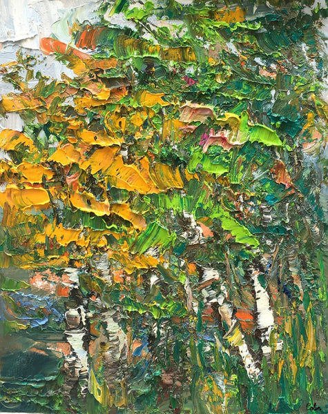 Abstract Painting, Forest Tree Painting, Small Oil Painting, Heavy Texture Oil Painting-Paintingforhome