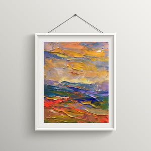 Heavy Texture Acrylic Painting, Hand Painted Small Painting, Abstract Landscape Art Painting-Paintingforhome