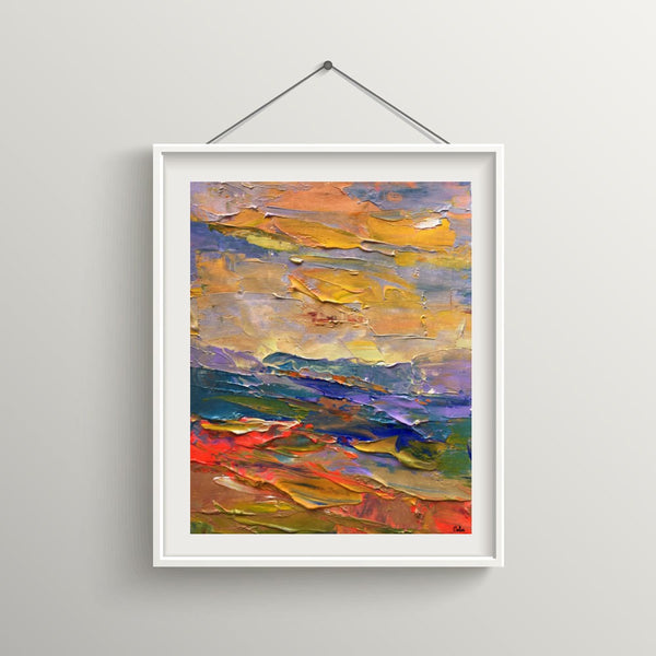 Heavy Texture Acrylic Painting, Hand Painted Small Painting, Abstract Landscape Art Painting-Paintingforhome