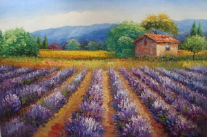 Lavender Field, Canvas Painting, Landscape Painting, Wall Art, Large Painting, Living Room Wall Art, Oil Painting, Canvas Art, Autumn Painting-Paintingforhome