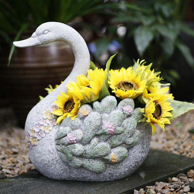 Extra Large Swan Flower Pot, Animal Statue for Garden Ornament, Swan Statues, Villa Courtyard Decor, Outdoor Decoration Ideas, Garden Ideas-Paintingforhome