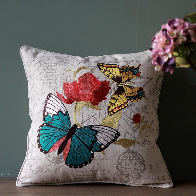 Decorative Throw Pillows, Butterfly Cotton and linen Pillow Cover, Sofa Decorative Pillows, Decorative Pillows for Couch-Paintingforhome