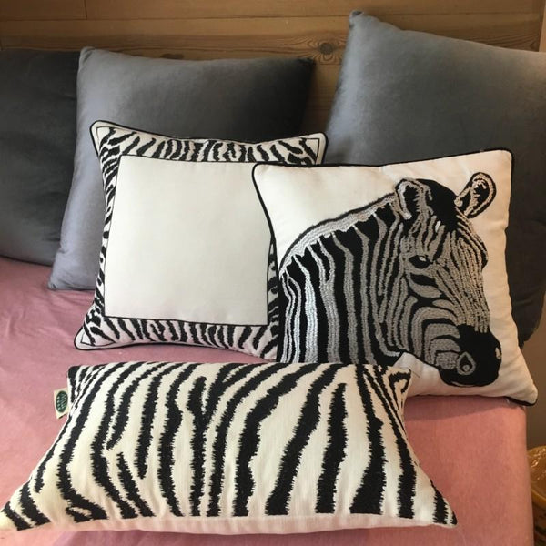 Chenille Zebra Pillow Cover, Decorative Throw Pillow, Modern Sofa Pillows, Decorative Pillows for Car-Paintingforhome