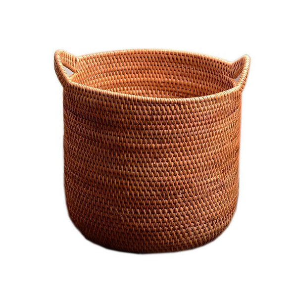 Large Woven Storage Basket with Handle, Large Rattan Basket, Large Round Storage Basket for Bathroom-Paintingforhome
