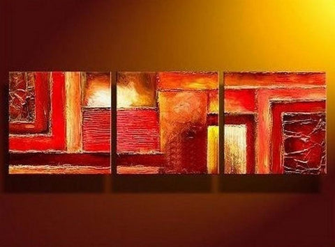 Canvas Painting, Wall Art, Red Art, Abstract Art, Abstract Painting, Large Oil Painting, Living Room Wall Art, Modern Art, 3 Piece Wall Art, Huge Painting-Paintingforhome