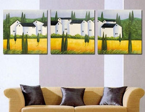 Landscape Painting, Cottage House, Canvas Painting, Wall Art, Large Oil Painting, Living Room Wall Art, Modern Art, 3 Piece Wall Art, Huge Painting-Paintingforhome