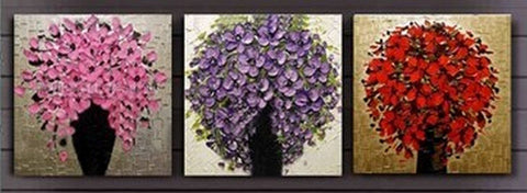 Flower Art, Heavy Texture Art, Wall Art, Large Oil Painting, Living Room Wall Art, 3 Piece Wall Art, Huge Painting-Paintingforhome