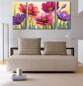 Flower Painting, Canvas Wall Art, Abstract Art, Canvas Painting, Large Oil Painting, Living Room Wall Art, Modern Art, 3 Piece Art, Huge Art-Paintingforhome