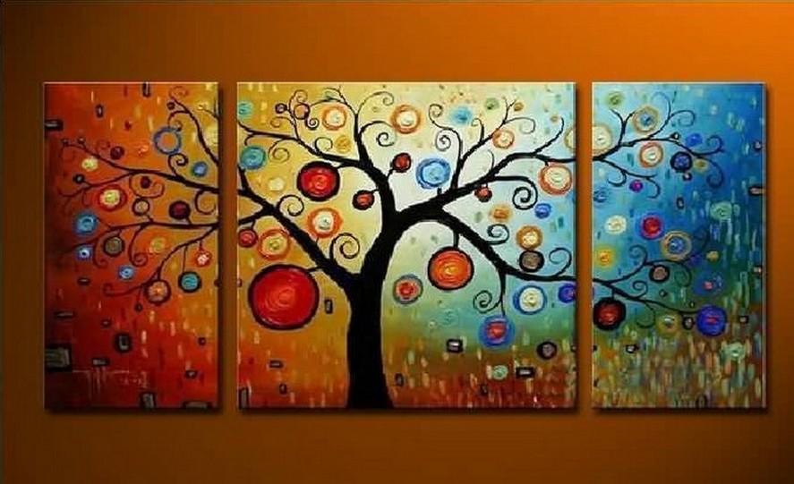 Heavy Texture Painting, Tree of Life Painting, 3 Piece Canvas Painting, Extra Large Painting, Huge Art-Paintingforhome