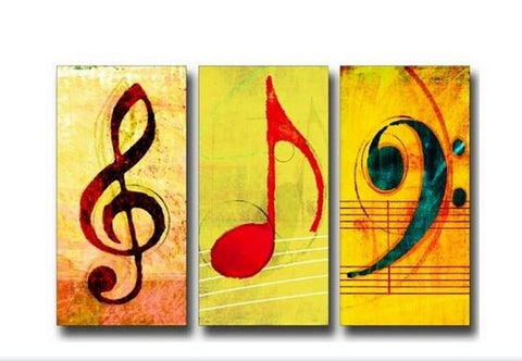 Musical Notes, Abstract Painting, Large Painting, Living Room Wall Art, Contemporary Art, 3 Piece Oil Painting, Canvas Wall Art, Ready to Hang-Paintingforhome