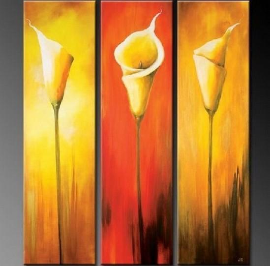 Calla Lily Art, Abstract Flower Painting, Flower Canvas Painting, Bedroom Wall Art Paintings, 3 Piece Wall Art, Dining Room Canvas Art Ideas-Paintingforhome