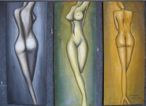 Large Wall Art, Abtract Figure Art, Abstract Painting, Acrylic Art, 3 Piece Wall Art, Canvas Art-Paintingforhome