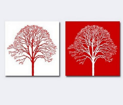 Red and White Art, Tree of Life Painting, Canvas Painting, Abstract Art, Abstract Painting, Wall Art, Wall Hanging, Dining Room Wall Art, Hand Painted Art-Paintingforhome