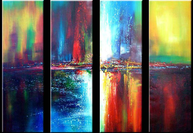 Abstract Wall Art Paintings, Ready to Hang Painting, Modern Wall Art Ideas, Living Room Canvas Painting, Abstract Painting on Canvas, 4 Piece Wall Art-Paintingforhome
