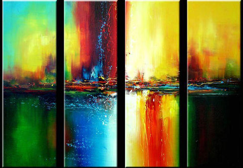 Abstract Wall Art Paintings, Ready to Hang Painting, Modern Wall Art Ideas for Dining Room, Large Canvas Paintings, 4 Piece Wall Art Paintings-Paintingforhome